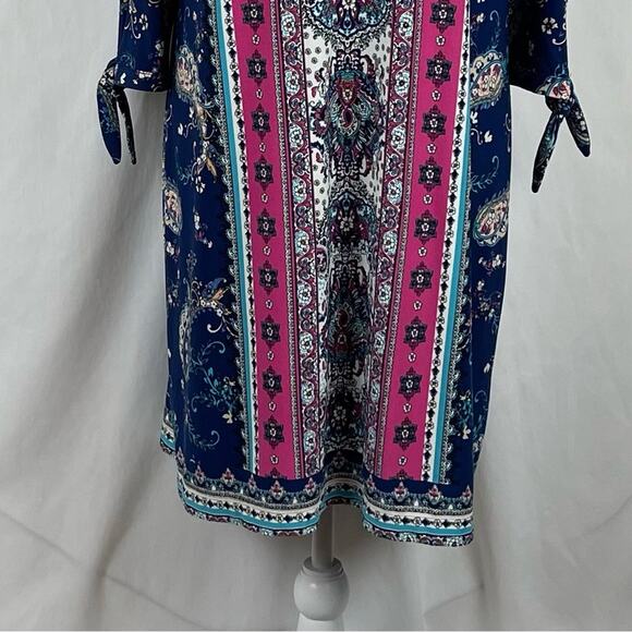 Chico’s Blue Pink Floral Print Party Date Night Dress NWOT Size 12P - Picture 4 of 16